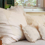 Διακοσμητική Μαξιλαροθήκη Αιγαίον με Κέντημα 80X80 Ortansia Beige