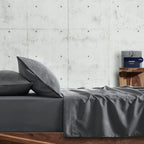 Σετ Σεντόνια με Λάστιχο Cannon Stonewashed 100X200+35 Dark Grey