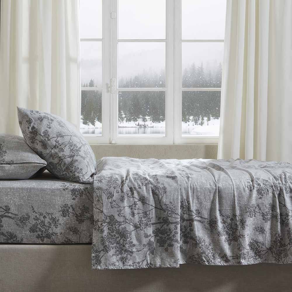 Σετ Φανελένια Σεντόνια Μονά Αιγαίον Flannel Tree 170X280 Grey F