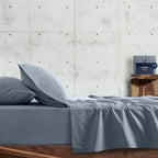 Σετ Σεντόνια με Λάστιχο Cannon Stonewashed 100X200+35 Blue