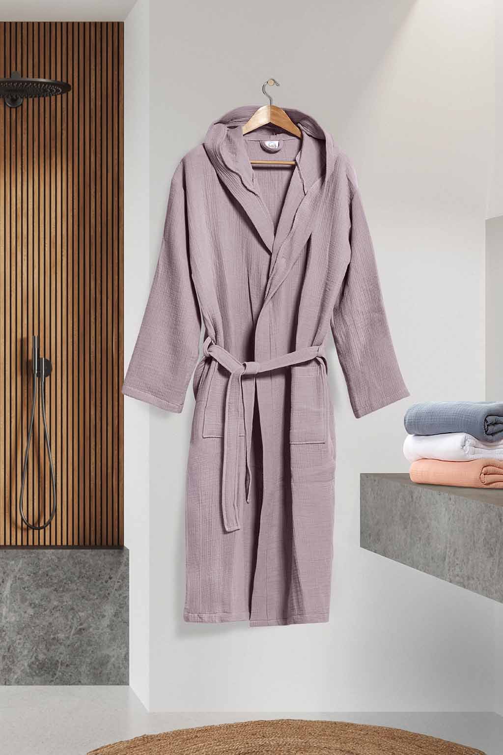 Μπουρνούζι με Κουκούλα Αιγαίον Super Soft S-M Burgundy