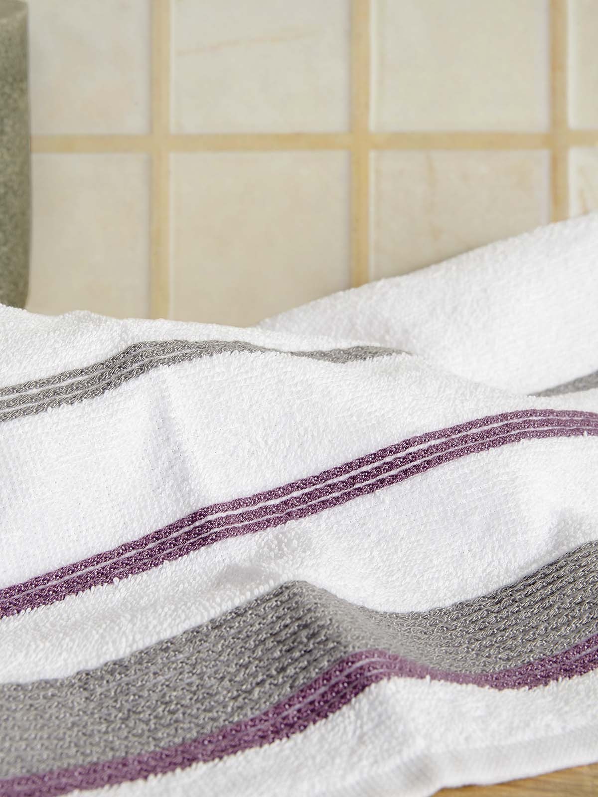 Σετ Πετσέτες Μπάνιου 3τμχ. Homelovers Organic 30X30+50X80+70X130 White Purple