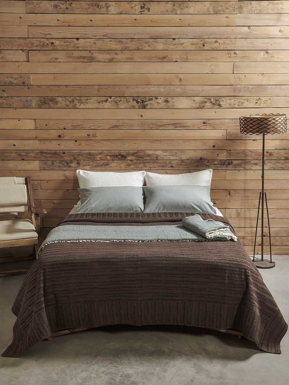 Κουβερλί bedwall πλισέ 240X260 / brown
