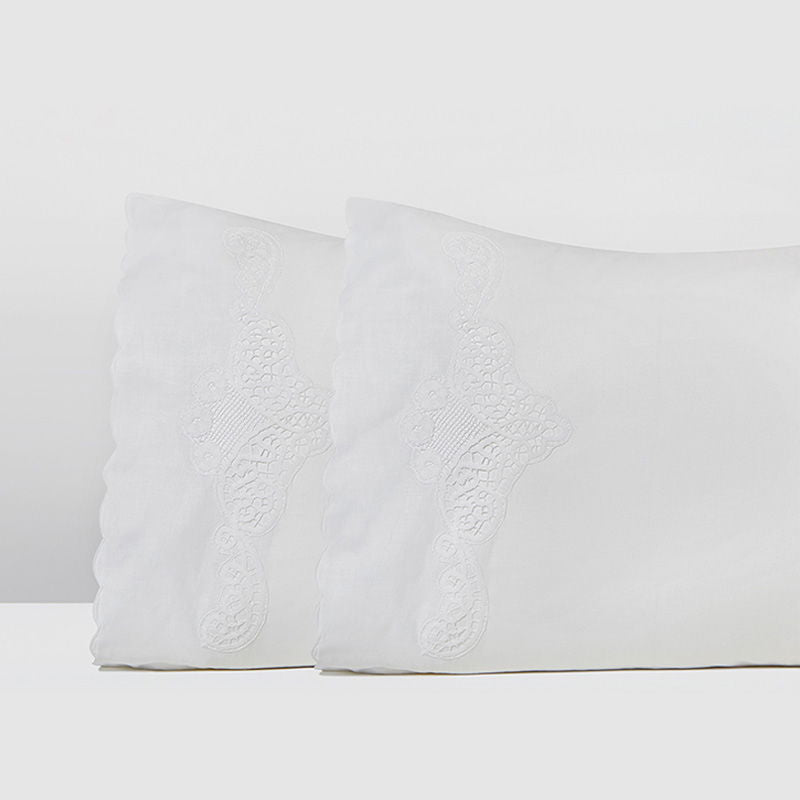 Σετ Μαξιλαροθήκες Αιγαίον με Κέντημα 50X70 / Pristine White