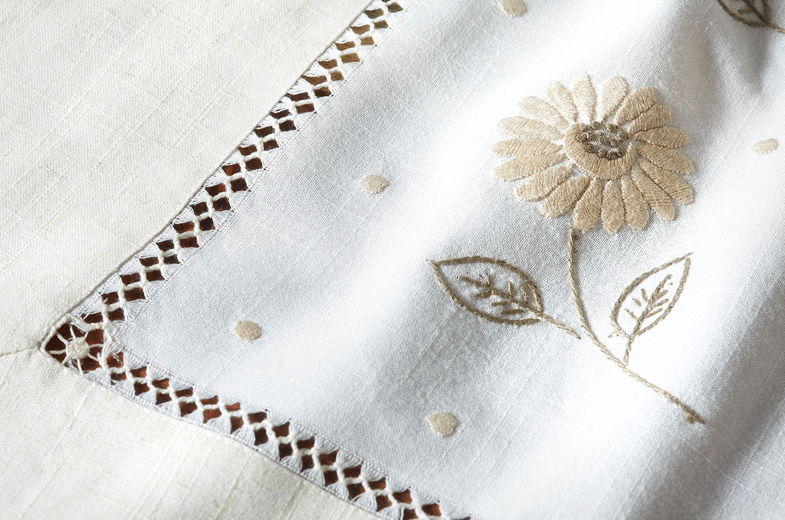 Σετ Τραπεζομάντηλο &amp; 8 Πετσέτες φαγητού Αιγαίον με Κέντημα 180X230 Gerbera