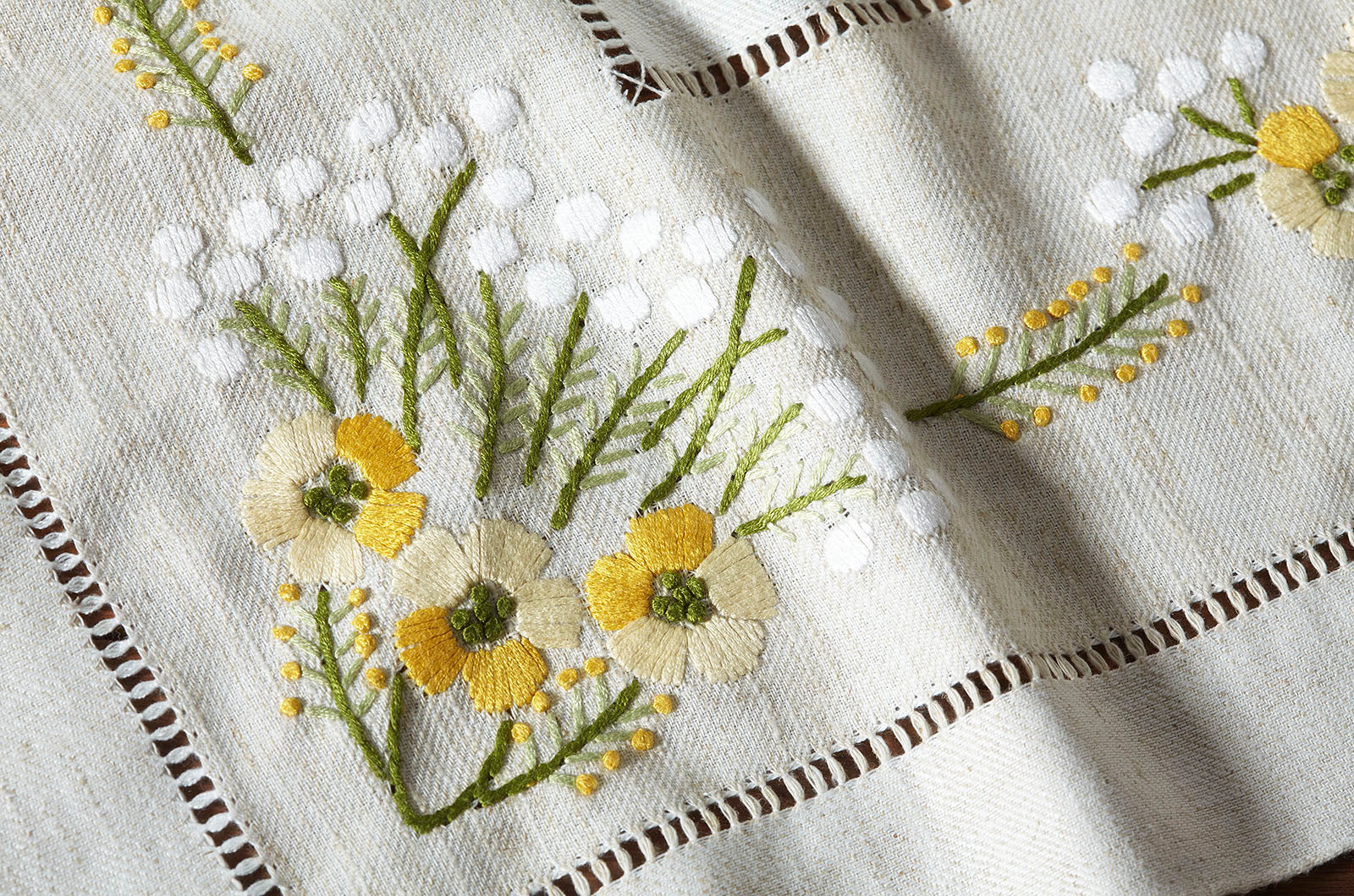 Σετ Τραπεζομάντηλο &amp; 8 Πετσέτες φαγητού Αιγαίον με Κέντημα Anthemida