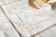 Σετ Τραπεζομάντηλο & 8 Πετσέτες φαγητού Αιγαίον με Κέντημα 180X180 Chrysanthemum