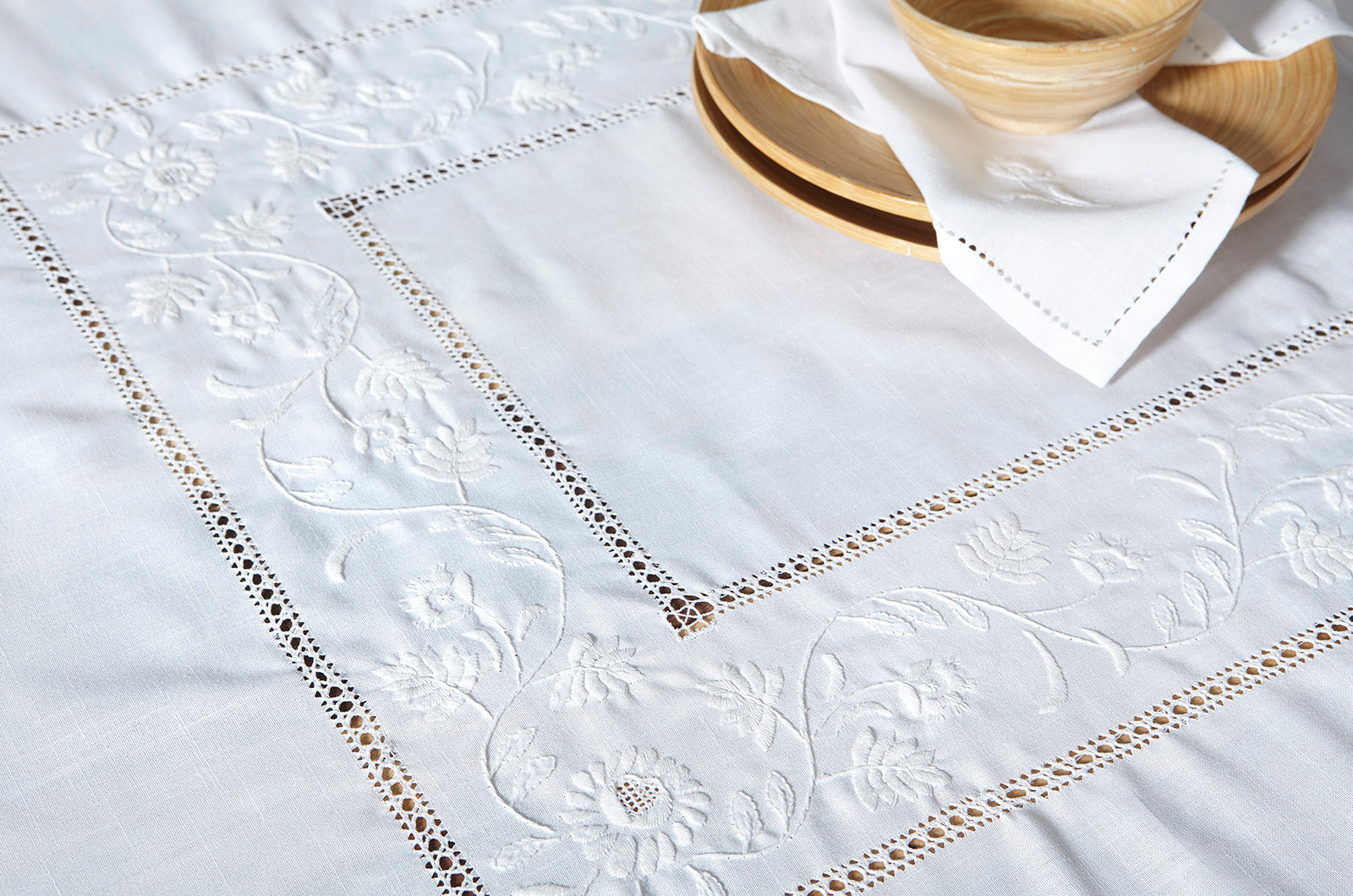 Σετ Τραπεζομάντηλο &amp; 8 Πετσέτες φαγητού Αιγαίον με Κέντημα Anthemida