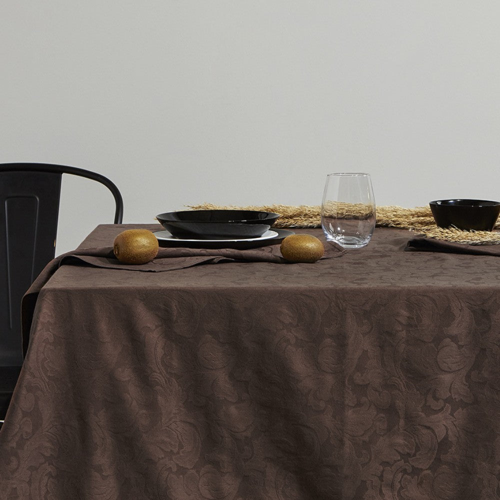 Σετ Τραπεζομάντηλο Στρογγυλό με 8 Πετσέτες Φαγητού Αιγαίον 160X220 Brown