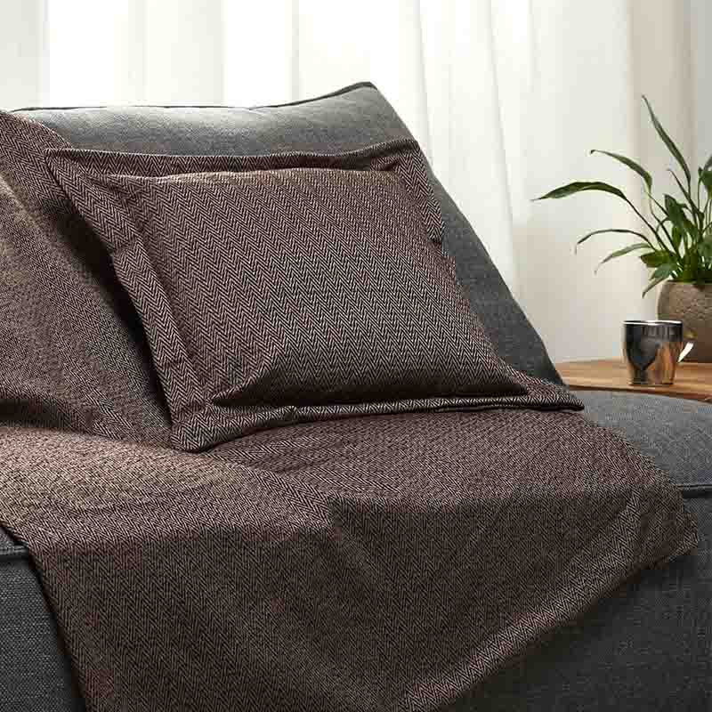 Διακοσμητική Μαξιλαροθήκη Αιγαίον Chenille 45X45 / Chocolate & Dore