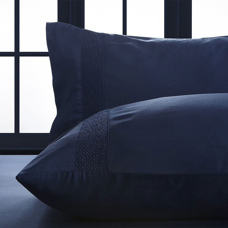 Σετ 2τμχ Μαξιλαροθήκες Hauz Vegan Silk Collection 52X78 Blue