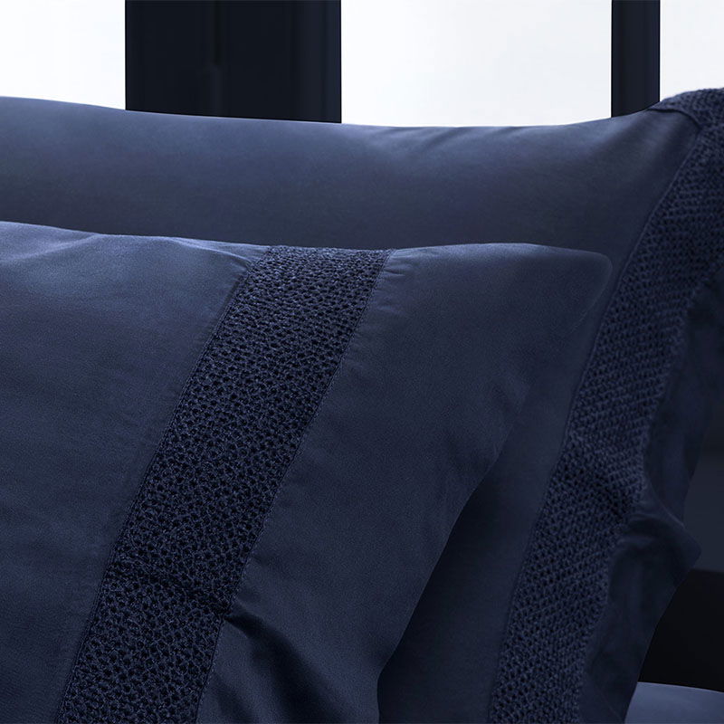 Σετ 2τμχ Μαξιλαροθήκες Hauz Vegan Silk Collection 52X78 Blue