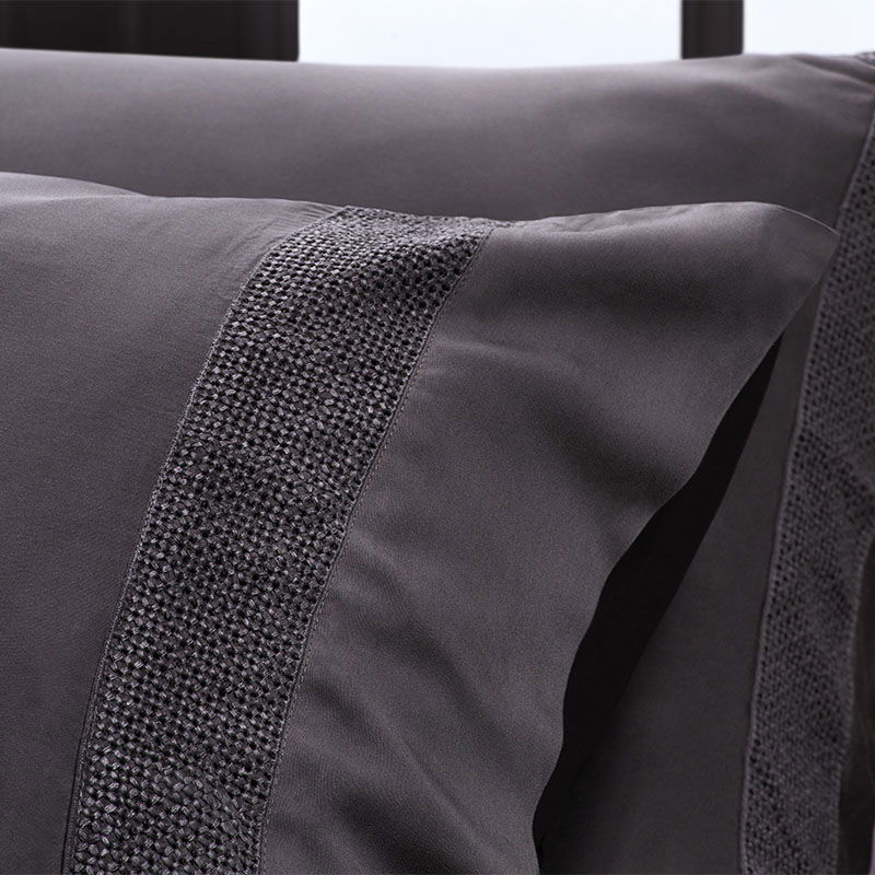 Σετ 2τμχ Μαξιλαροθήκες Hauz Vegan Silk Collection 52X92 / Gray