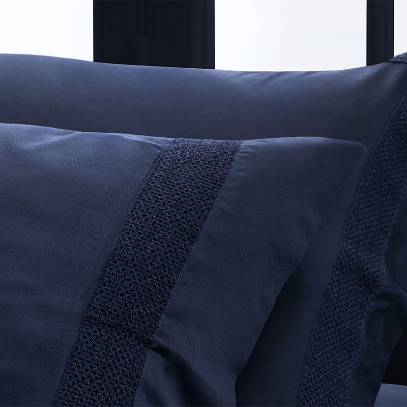 Σετ 2τμχ Μαξιλαροθήκες Oxford Hauz Vegan Silk 52X78 / Blue