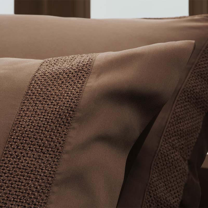 Σετ 2τμχ Μαξιλαροθήκες Oxford Hauz Vegan Silk 52X78 / Cinnamon