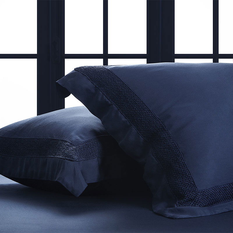 Σετ 2τμχ Μαξιλαροθήκες Oxford Hauz Vegan Silk 52X92 / Blue