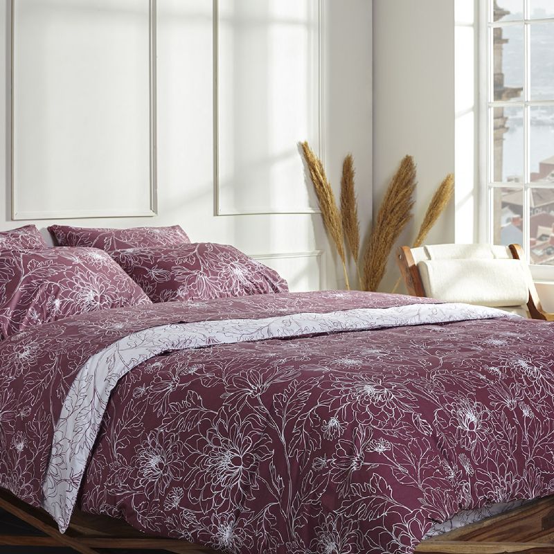 Σετ Παπλωματοθήκη Cannon Cotton Fresh Percale Easy Ironing 170X250 / Carmine Flowers
