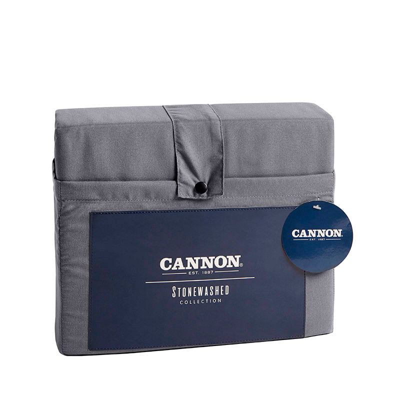Σετ Σεντόνια με Λάστιχο Cannon Stonewashed 160X200+35 / Dark Grey