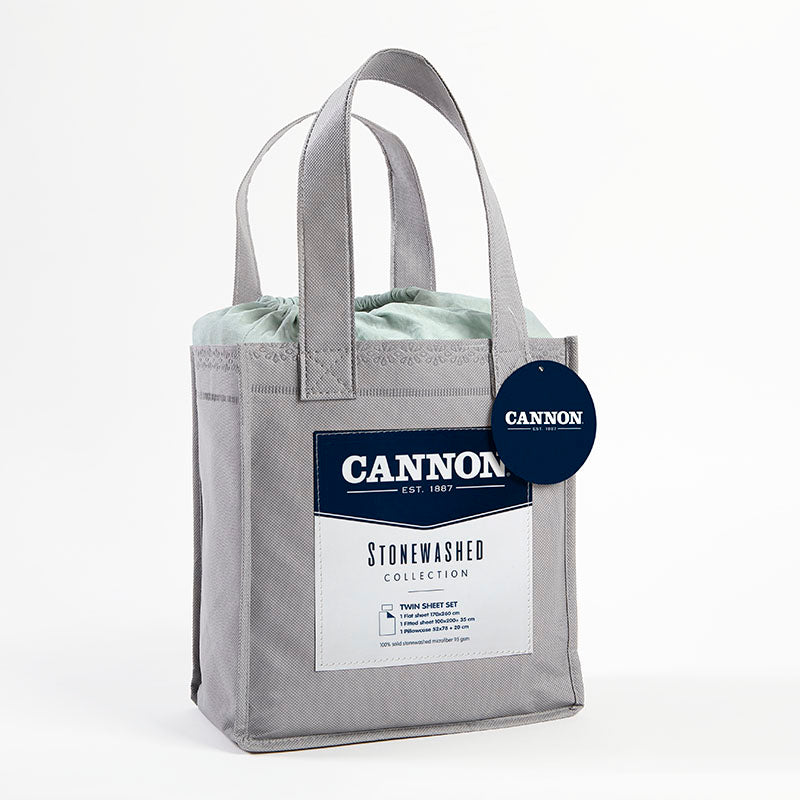 Σετ Σεντόνια με Λάστιχο Cannon Stonewashed 100X200+35 Green