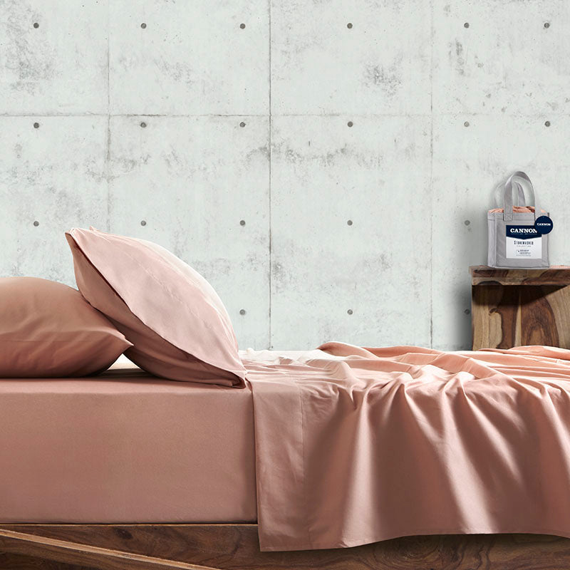 Σετ Σεντόνια με Λάστιχο Cannon Stonewashed 100X200+35 Light Orange