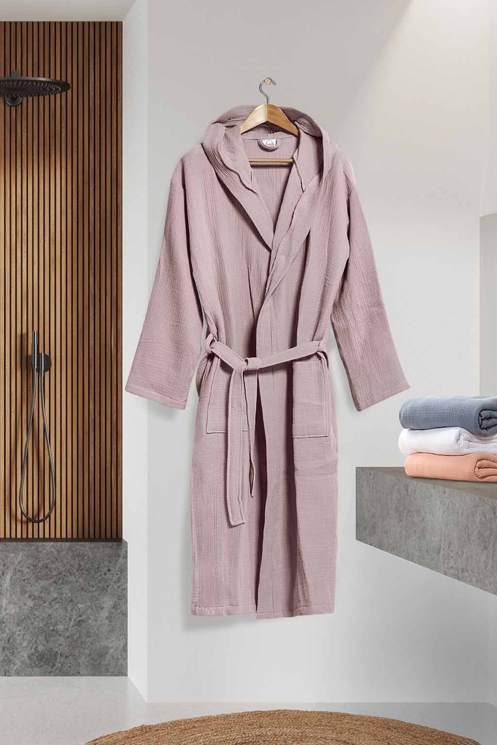 Μπουρνούζι με Κουκούλα Αιγαίον Super Soft L-XL Peony-1