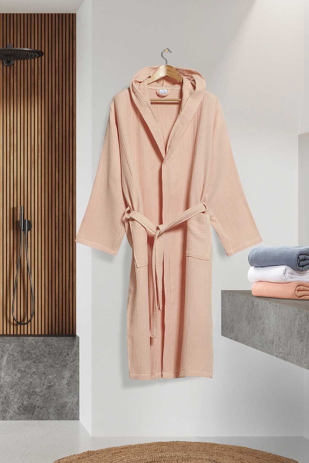 Μπουρνούζι με Κουκούλα Αιγαίον Super Soft S-M Apricot-1