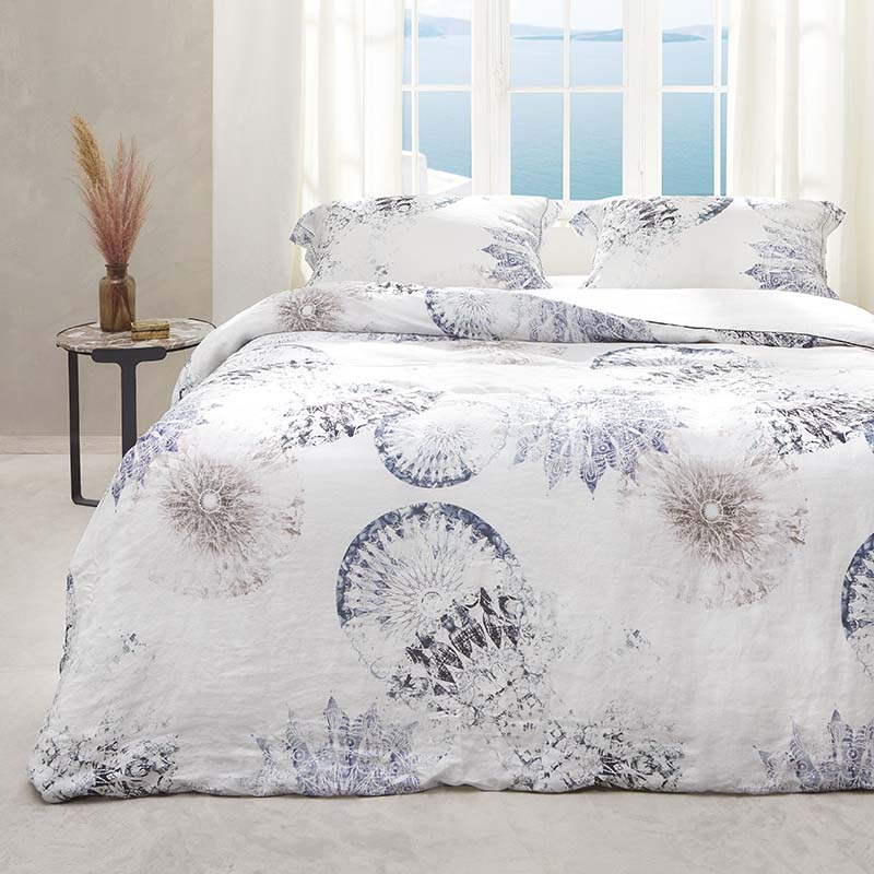 Σετ Παπλωματοθήκη Hauz Limited Edition Hemp 270X250 / Sky Blue-Ecru
