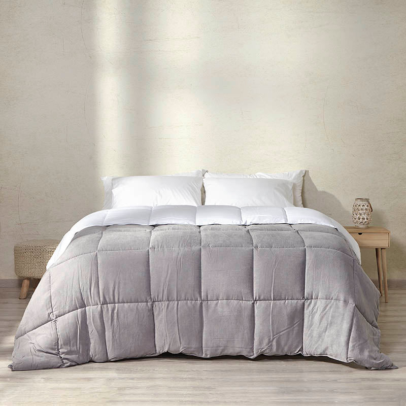Πάπλωμα Διπλής Όψης Αιγαίον Velvet Touch 160X240 / Pearl Grey &amp; White