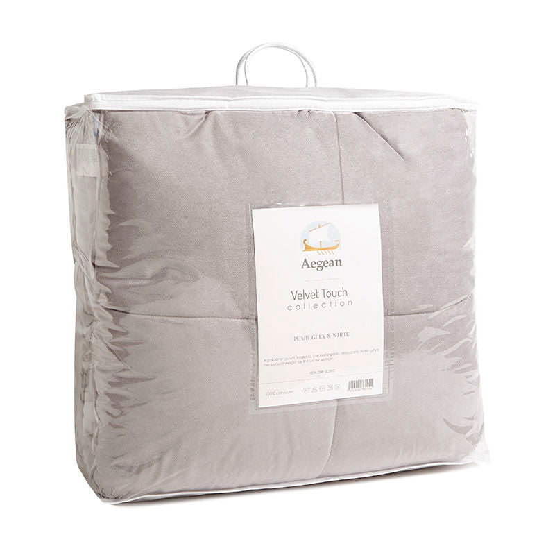Πάπλωμα Διπλής Όψης Αιγαίον Velvet Touch 220X240 / Pearl Grey &amp; White