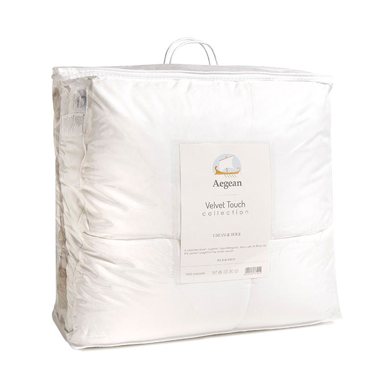 Πάπλωμα Διπλής Όψης Αιγαίον Velvet Touch 220X240 / Cream &amp; Beige
