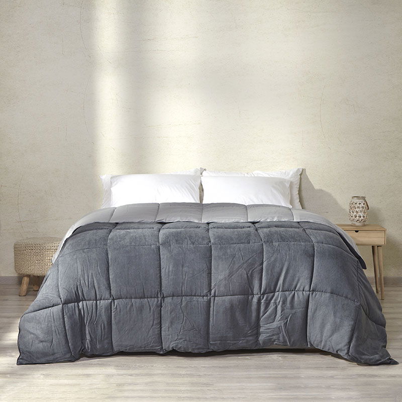 Πάπλωμα Διπλής Όψης Αιγαίον Velvet Touch 220X240 / Dark Grey & Light Grey