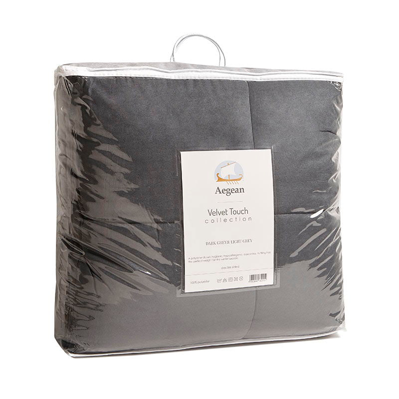 Πάπλωμα Διπλής Όψης Αιγαίον Velvet Touch 220X240 / Dark Grey & Light Grey