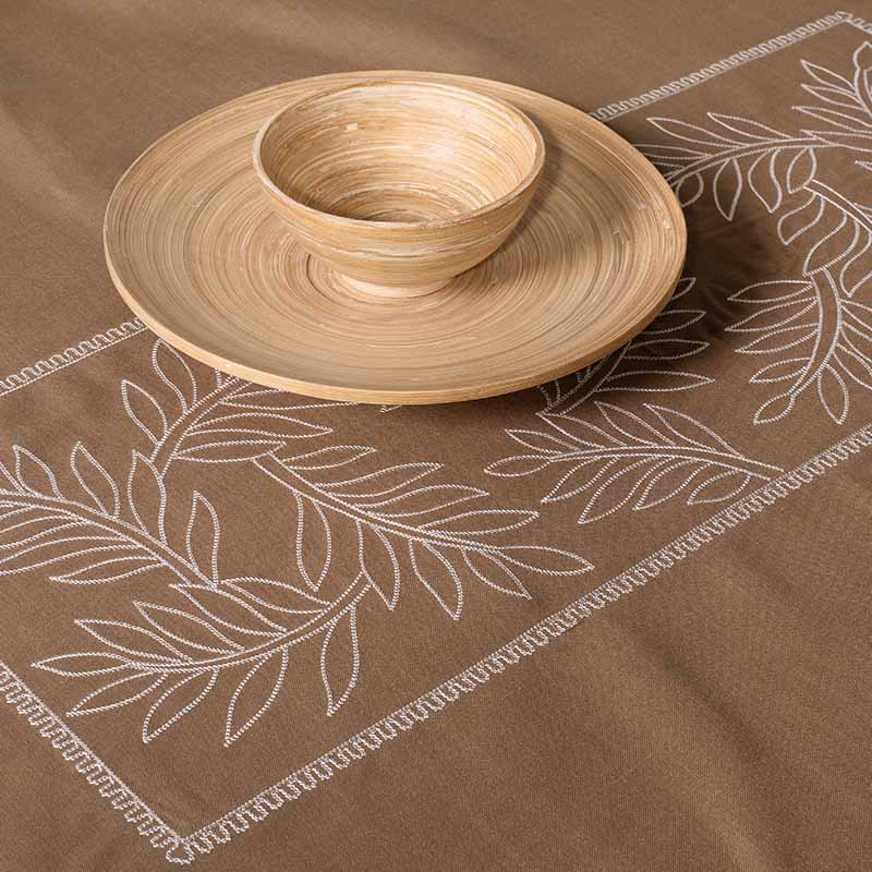 Τετράγωνο Τραπεζομάντηλο Αιγαίον Leaf 2102 140X180 Mocca