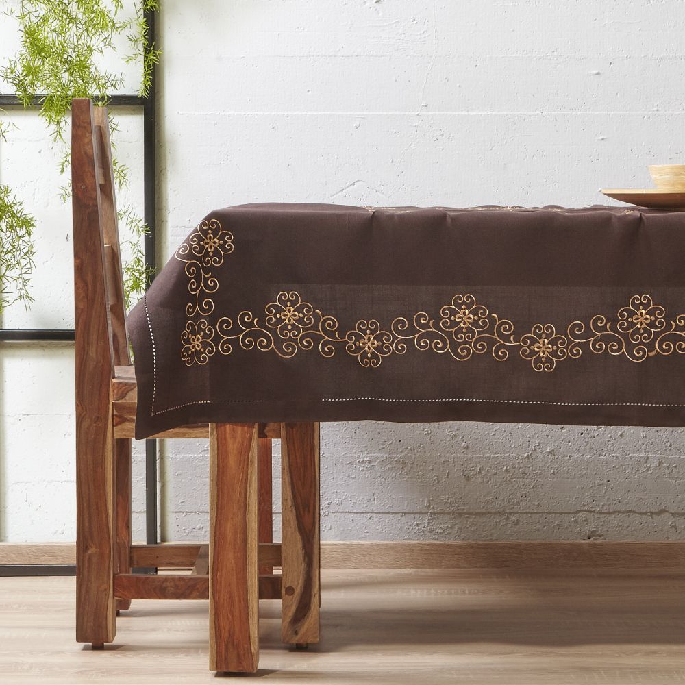 Τραπεζομάντηλο Αιγαίον Flower Swirl 9942 140X140 / brown