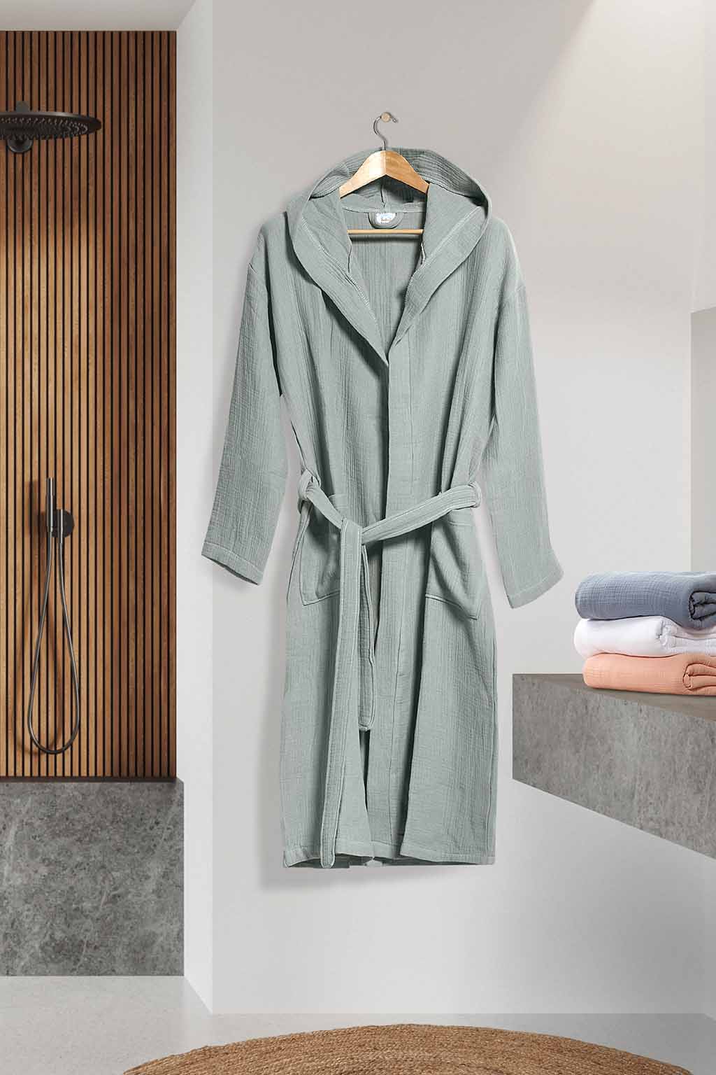 Μπουρνούζι με Κουκούλα Αιγαίον Super Soft L-XL Teal-1