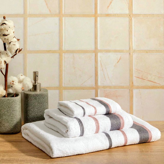 Σετ Πετσέτες Μπάνιου 3τμχ. Homelovers Organic 30X30+50X80+70X130 / White Pink