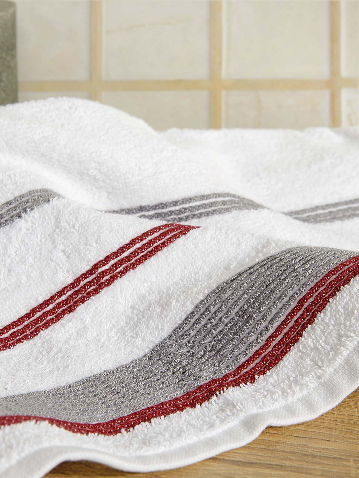 Σετ Πετσέτες Μπάνιου 3τμχ. Homelovers Organic 30X30+50X80+70X130 / White Bordeaux