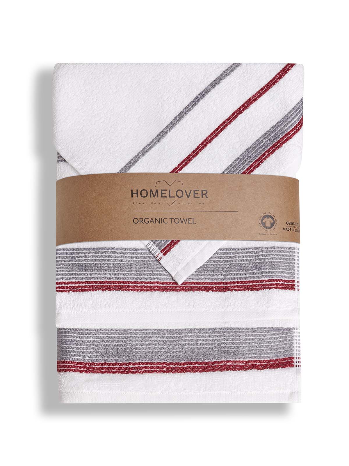 Σετ Πετσέτες Μπάνιου 3τμχ. Homelovers Organic 30X30+50X80+70X130 / White Bordeaux