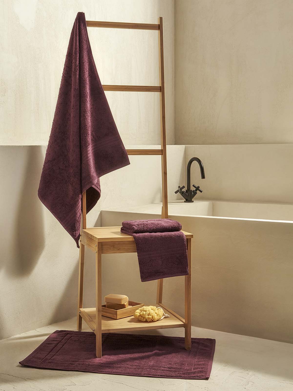 Σετ πετσέτες και χαλάκι μπάνιου homelovers organic 40X66+68X137+50X70 Purple