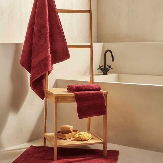 Σετ πετσέτες και χαλάκι μπάνιου homelovers organic 40X66+68X137+50X70 / Red