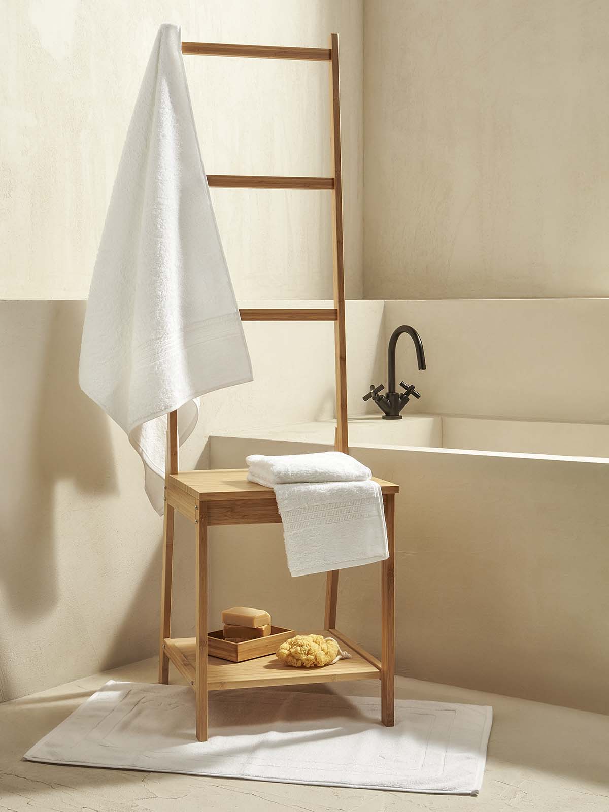 Σετ πετσέτες και χαλάκι μπάνιου homelovers organic 40X66+68X137+50X70 White