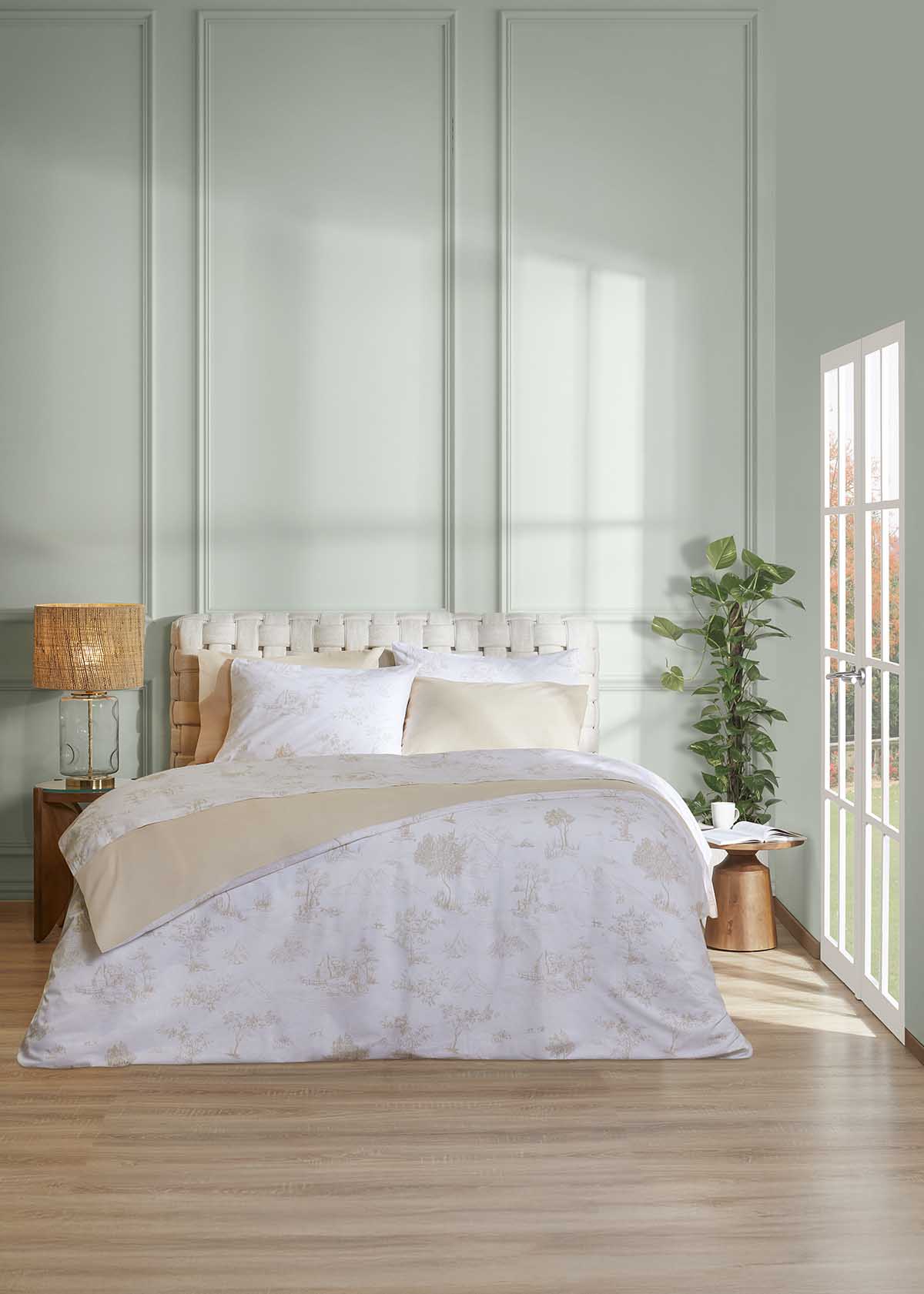 Σετ Σεντόνια ΑΙΓΑΙΟΝ Paradise Landscape 100% Βαμβάκι 100X200+35 Landscape-Beige