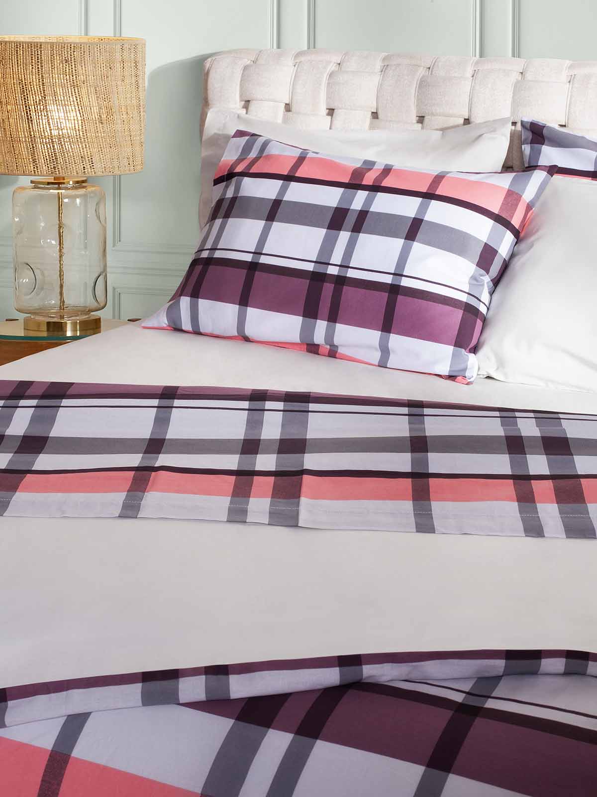 Σετ Παπλωματοθήκη ΑΙΓΑΙΟΝ Paradise Plaid 100% Βαμβάκι 230X250 Plaid-Rosewood