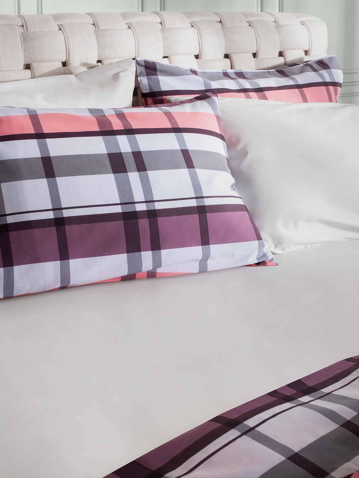 Σετ Παπλωματοθήκη ΑΙΓΑΙΟΝ Paradise Plaid 100% Βαμβάκι 230X250 Plaid-Rosewood