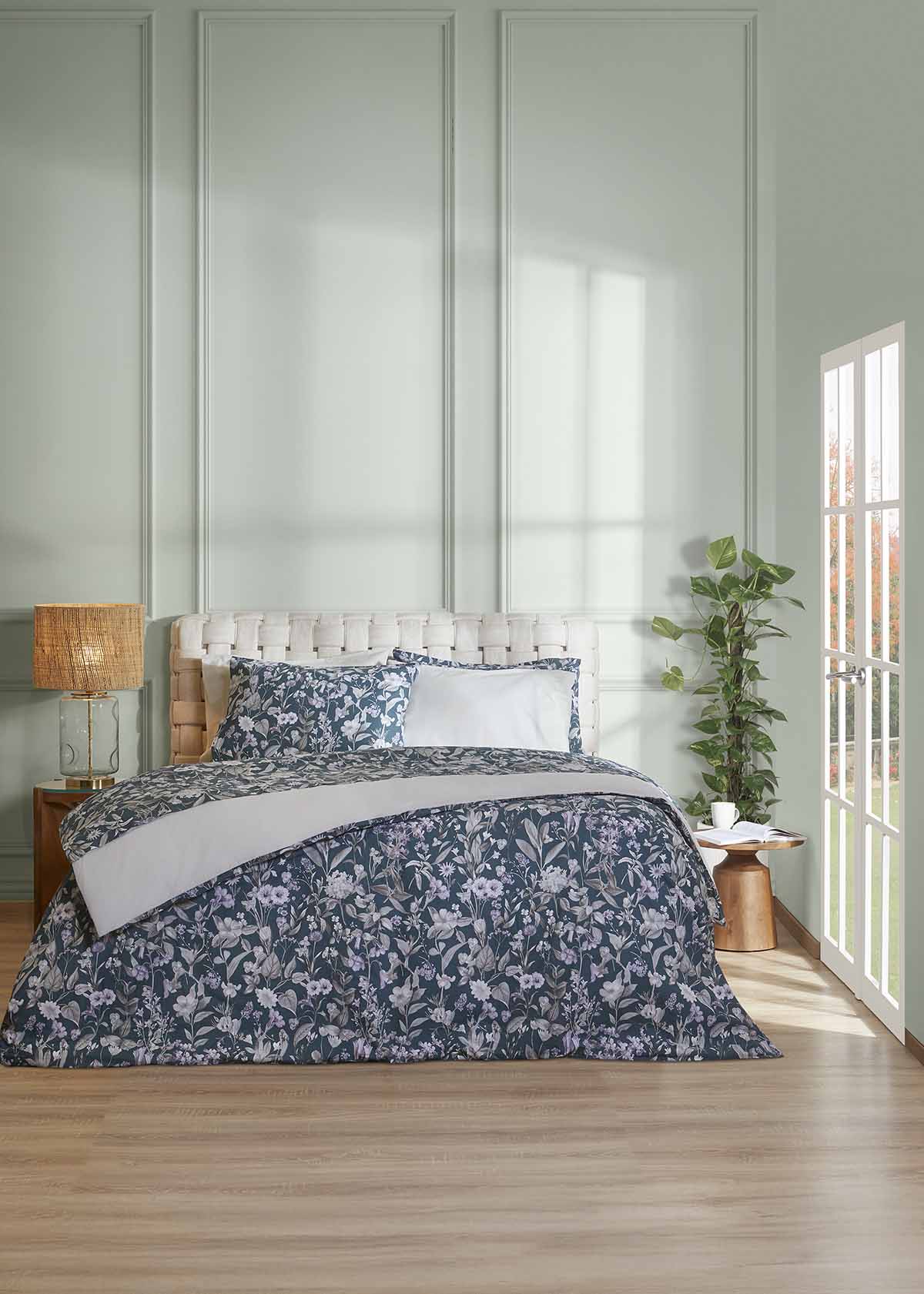 Σετ Παπλωματοθήκη ΑΙΓΑΙΟΝ Paradise Floral 100% Βαμβάκι 230X250 Floral-Blue-Green