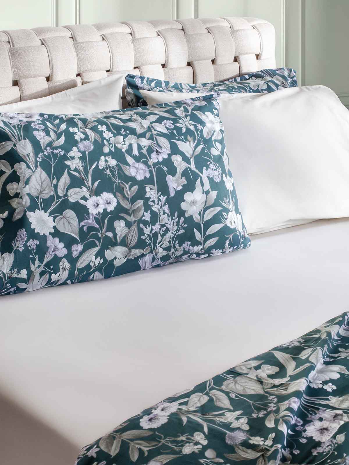 Σετ Παπλωματοθήκη ΑΙΓΑΙΟΝ Paradise Floral 100% Βαμβάκι 230X250 Floral-Blue-Green