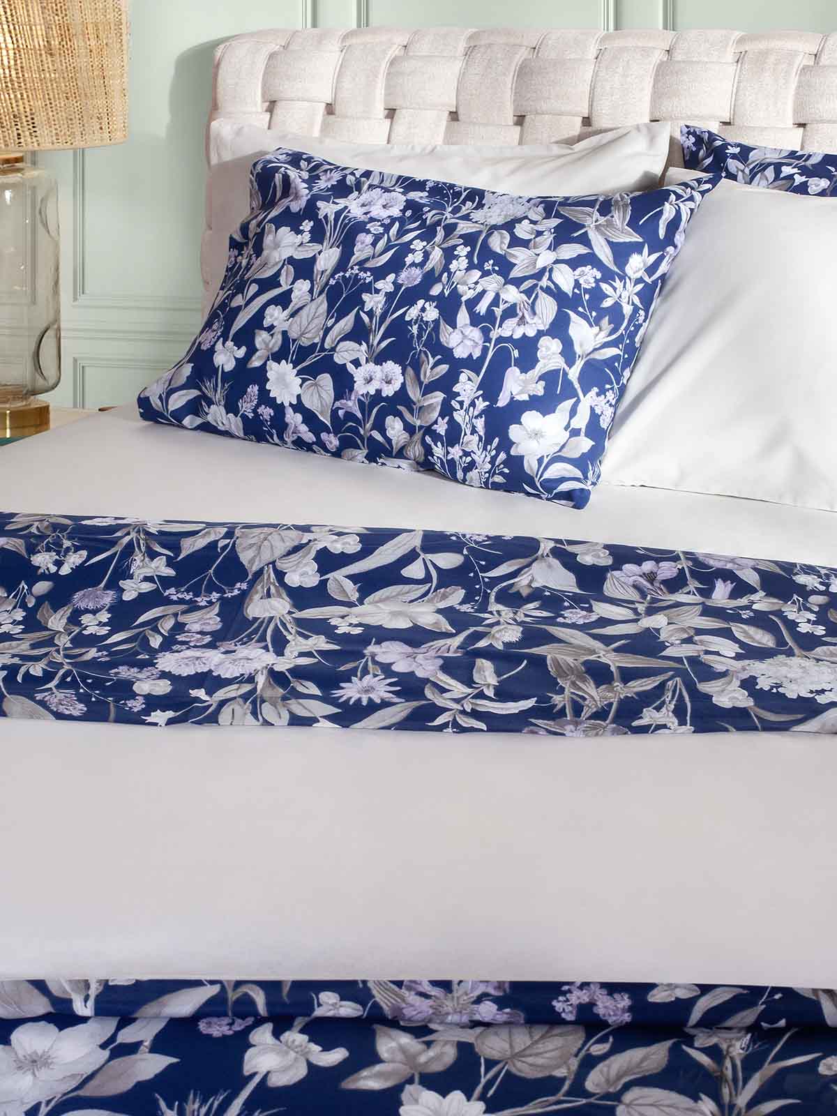 Σετ Παπλωματοθήκη ΑΙΓΑΙΟΝ Paradise Floral 100% Βαμβάκι 230X250 Floral-Sea-Blue