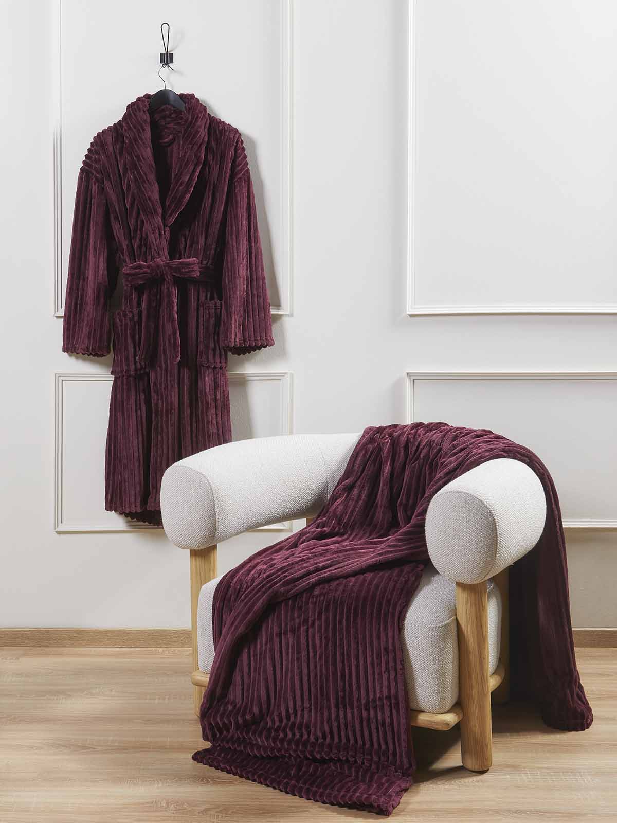 Ρόμπα Βελουτέ Ανάγλυφη Comfy ΑΙΓΑΙΟΝ L Bordeaux
