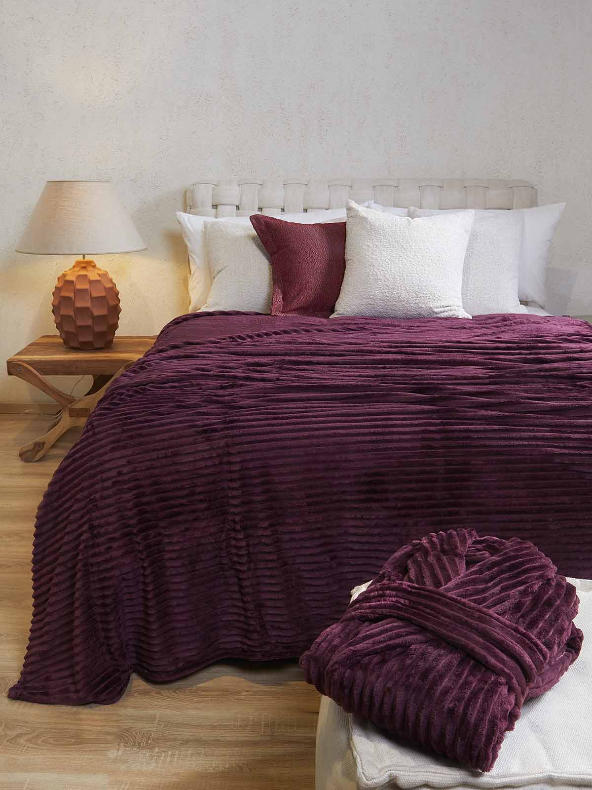 Κουβέρτα Βελουτέ Ανάγλυφη Comfy ΑΙΓΑΙΟΝ 160X220 Bordeaux