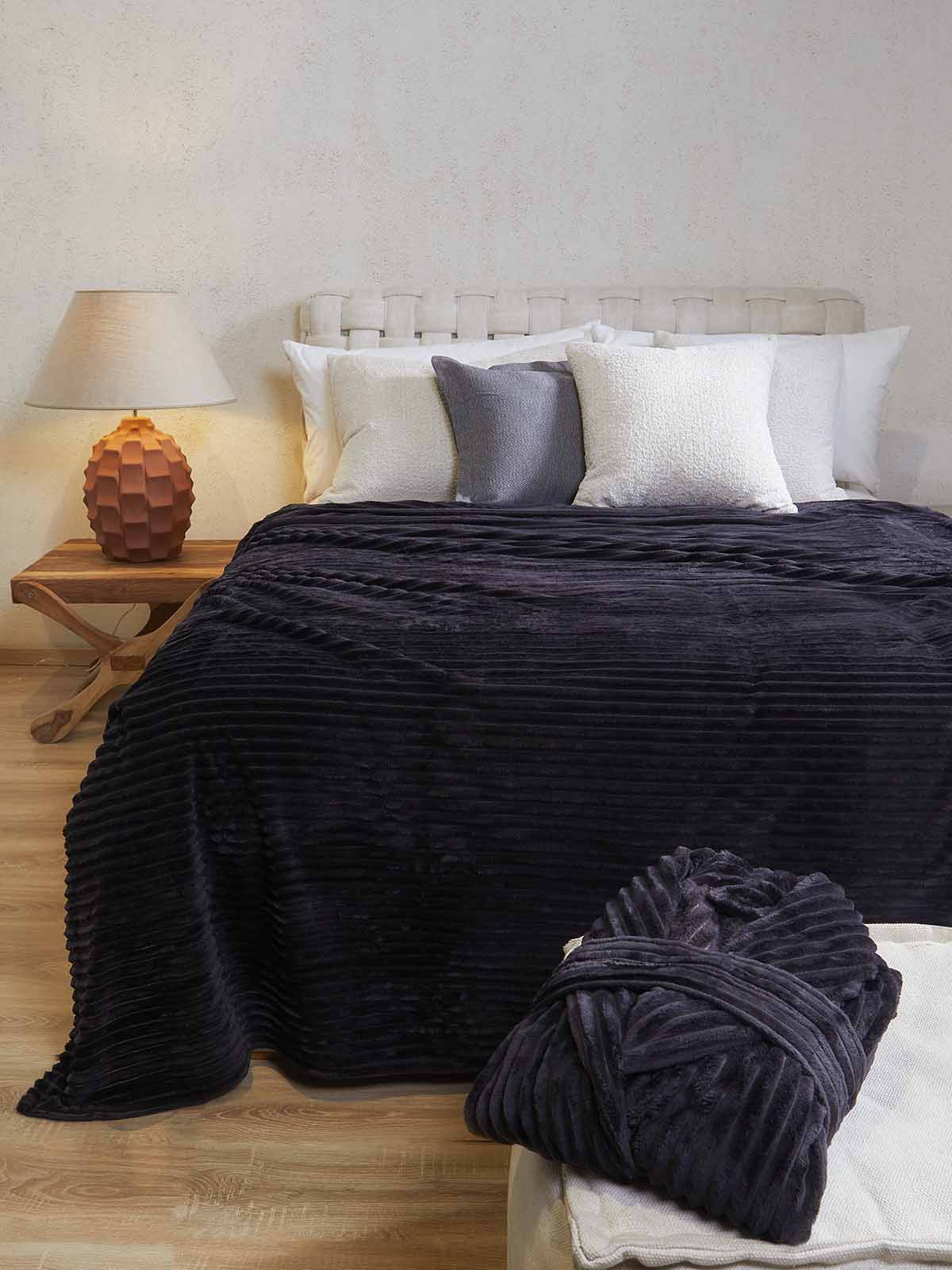 Κουβέρτα Βελουτέ Ανάγλυφη Comfy ΑΙΓΑΙΟΝ 220X240 Anthracite
